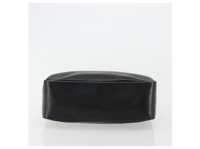 Bolso de mano de cuero Gucci Bamboo negro y dorado Auth 177513 - vista 9