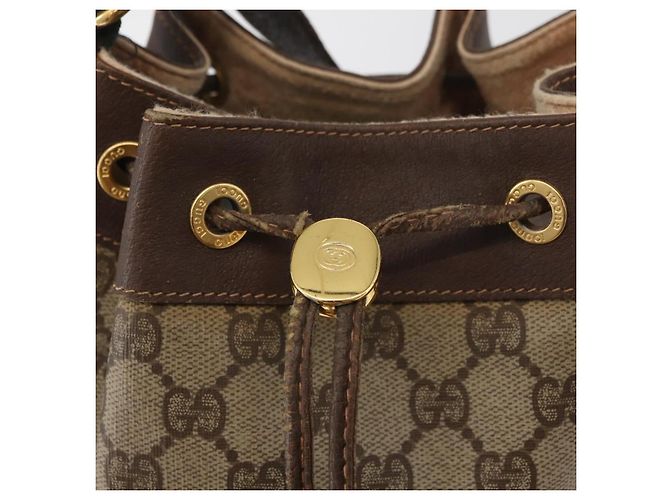 Gucci Borsa Sherry Line GG Supreme Web in PVC beige e oro 164 02 034 Auth 177007 D'oro - vista 14