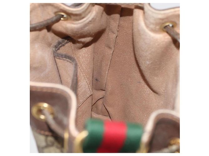 Gucci Borsa Sherry Line GG Supreme Web in PVC beige e oro 164 02 034 Auth 177007 D'oro - vista 18