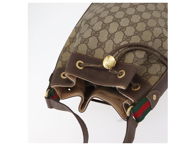 Gucci Borsa Sherry Line GG Supreme Web in PVC beige e oro 164 02 034 Auth 177007 D'oro - vista 6