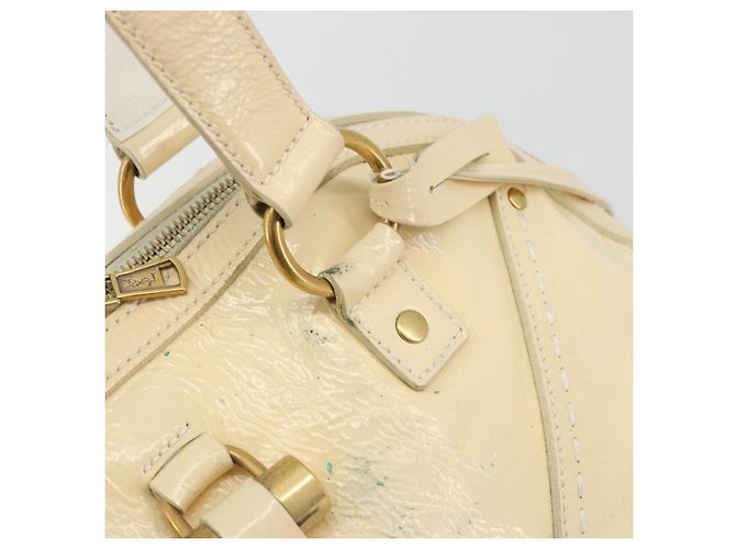 SAINT LAURENT Muse Borsa a Mano Punta Pelle Patinata Avorio Oro 156464 Auth 177545 D'oro Crudo - vista 15