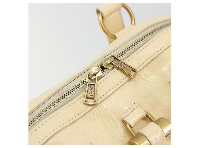 SAINT LAURENT Muse Borsa a Mano Punta Pelle Patinata Avorio Oro 156464 Auth 177545 D'oro Crudo - vista 16