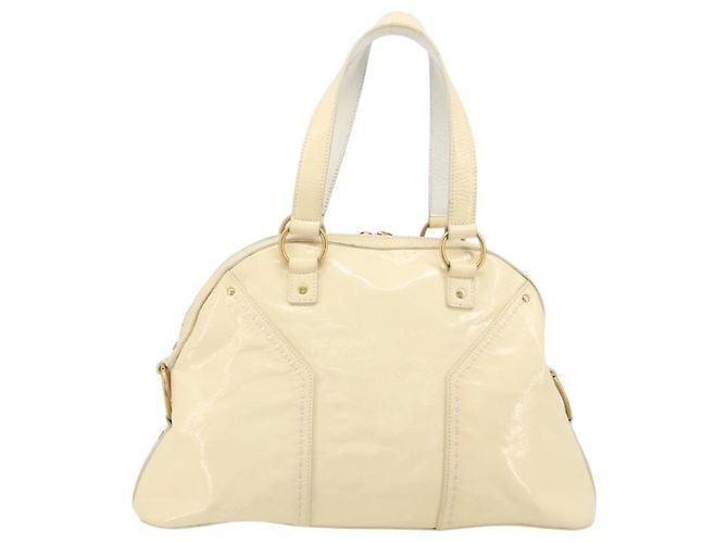 SAINT LAURENT Muse Borsa a Mano Punta Pelle Patinata Avorio Oro 156464 Auth 177545 D'oro Crudo - vista 3