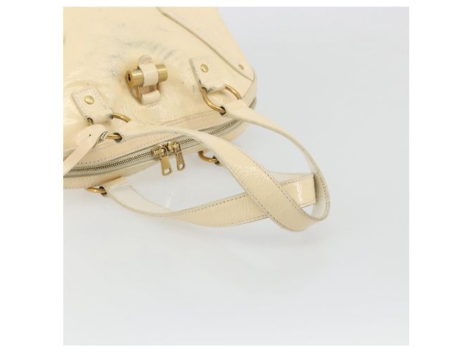 SAINT LAURENT Muse Borsa a Mano Punta Pelle Patinata Avorio Oro 156464 Auth 177545 D'oro Crudo - vista 7