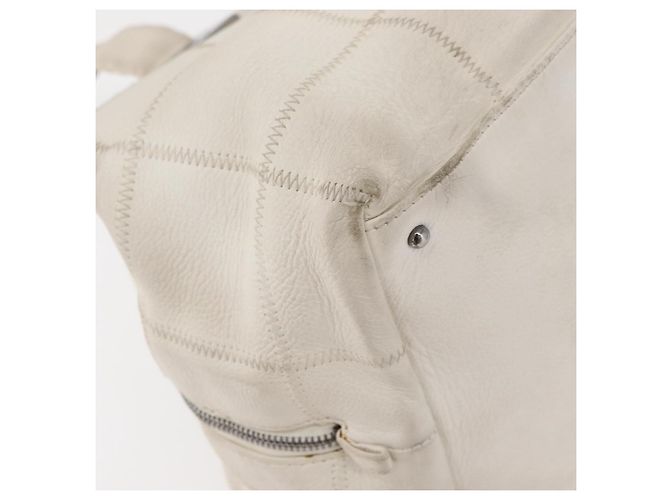 CHANEL Borsa a Mano Choco Bar Pelle Bianca Argento CC Auth 178206 Bianco - vista 15