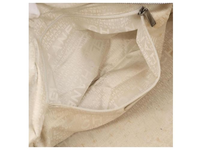CHANEL Borsa a Mano Choco Bar Pelle Bianca Argento CC Auth 178206 Bianco - vista 22