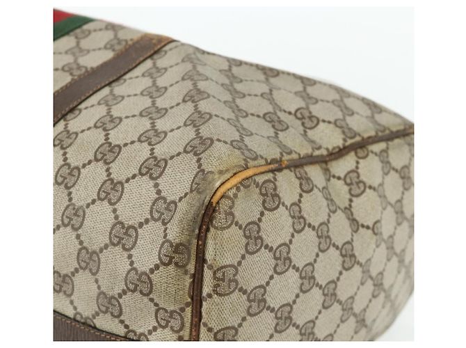 Borsa GUCCI GG Supreme Web Sherry Line PVC Beige Rosso Auth 177775 - vista 10