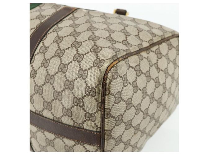 Borsa GUCCI GG Supreme Web Sherry Line PVC Beige Rosso Auth 177775 - vista 12