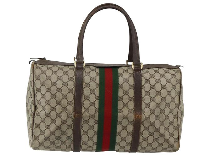 Borsa GUCCI GG Supreme Web Sherry Line PVC Beige Rosso Auth 177775 - vista 2