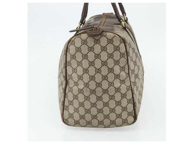 Borsa GUCCI GG Supreme Web Sherry Line PVC Beige Rosso Auth 177775 - vista 4