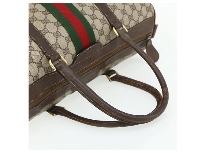 Borsa GUCCI GG Supreme Web Sherry Line PVC Beige Rosso Auth 177775 - vista 7