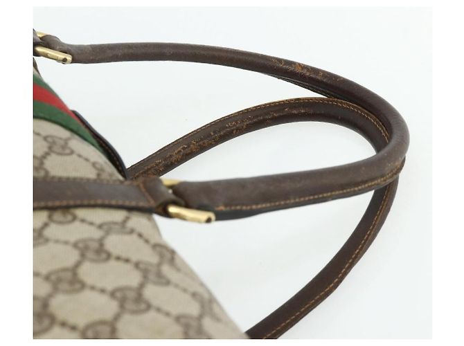 Borsa GUCCI GG Supreme Web Sherry Line PVC Beige Rosso Auth 177775 - vista 8