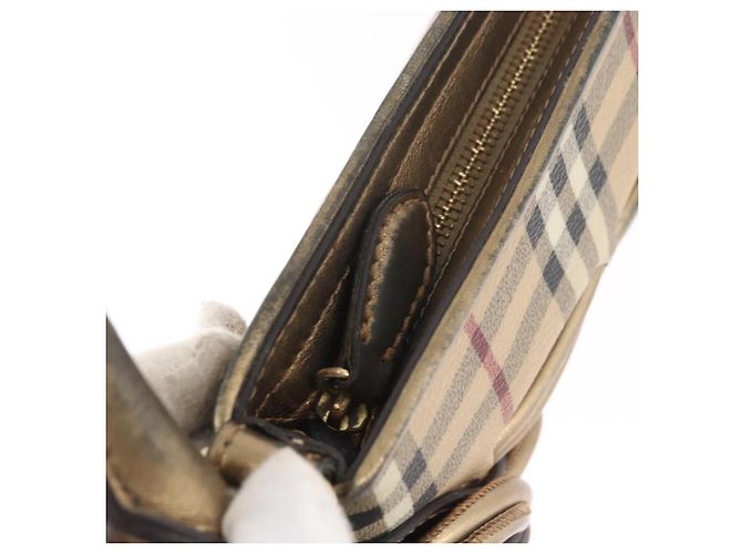 Borsa a spalla Nova Check in PVC Beige Oro Auth bs35011 di BURBERRY D'oro - vista 10