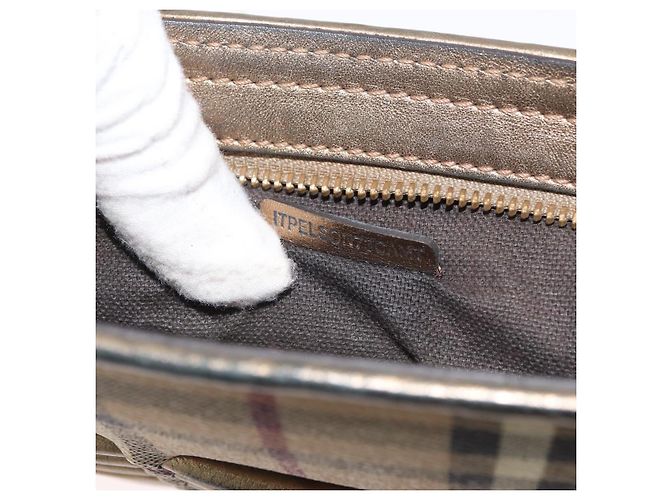Borsa a spalla Nova Check in PVC Beige Oro Auth bs35011 di BURBERRY D'oro - vista 12