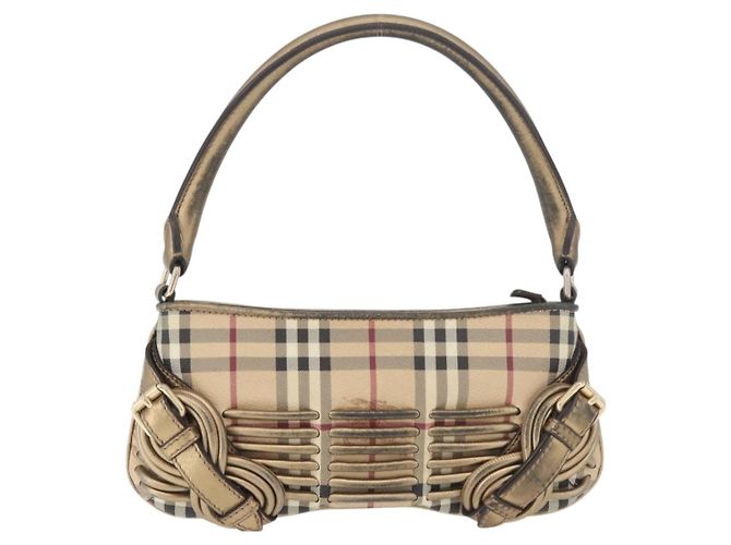 Borsa a spalla Nova Check in PVC Beige Oro Auth bs35011 di BURBERRY D'oro - vista 13