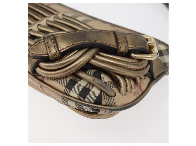 Borsa a spalla Nova Check in PVC Beige Oro Auth bs35011 di BURBERRY D'oro - vista 14