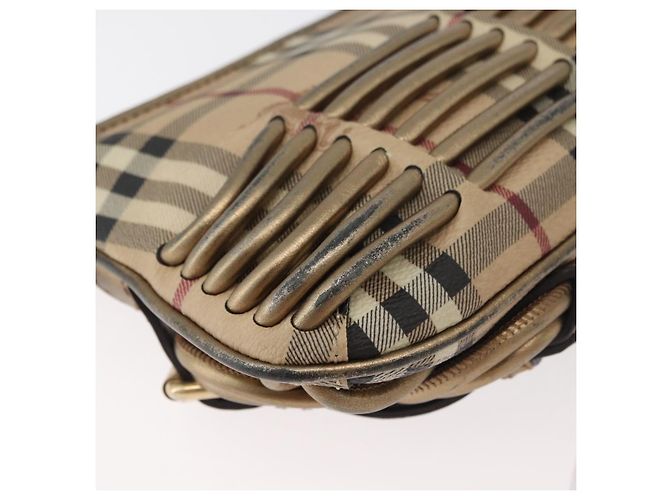 Borsa a spalla Nova Check in PVC Beige Oro Auth bs35011 di BURBERRY D'oro - vista 15