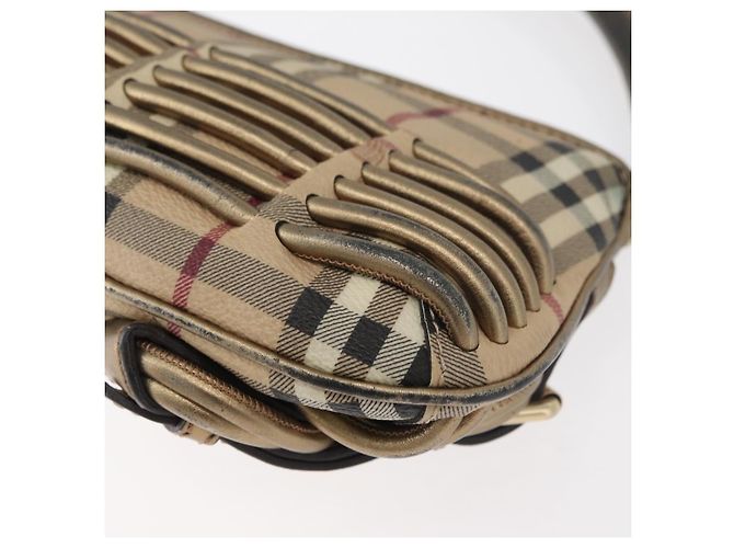 Borsa a spalla Nova Check in PVC Beige Oro Auth bs35011 di BURBERRY D'oro - vista 16