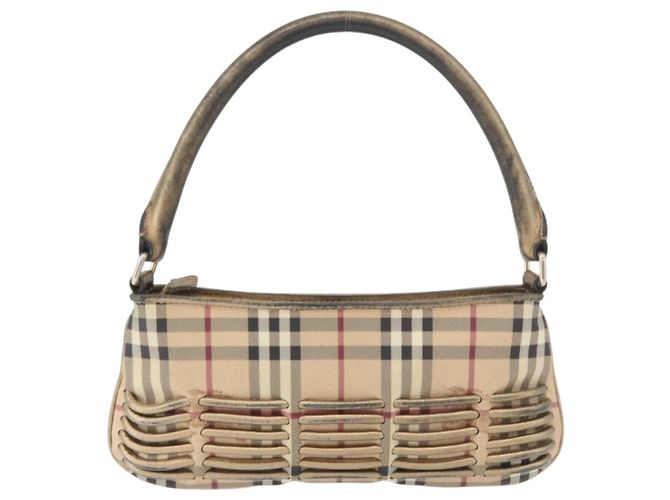 Borsa a spalla Nova Check in PVC Beige Oro Auth bs35011 di BURBERRY D'oro - vista 2