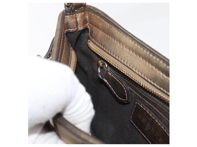 Borsa a spalla Nova Check in PVC Beige Oro Auth bs35011 di BURBERRY D'oro - vista 20