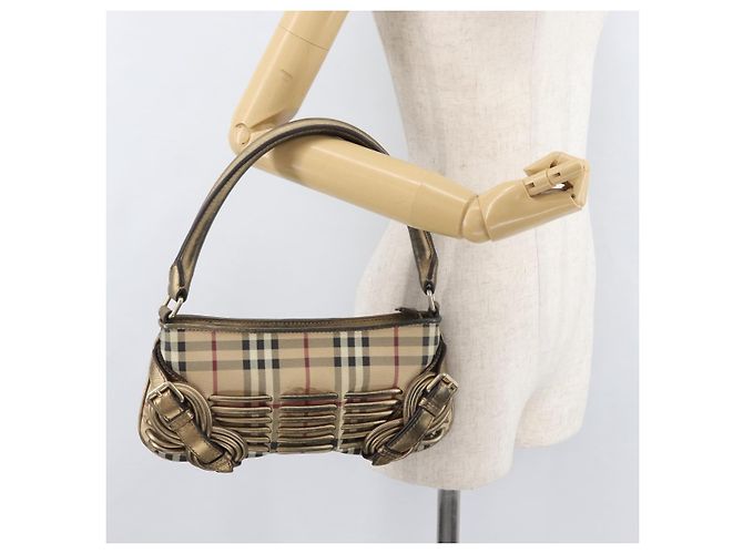 Borsa a spalla Nova Check in PVC Beige Oro Auth bs35011 di BURBERRY D'oro - vista 22