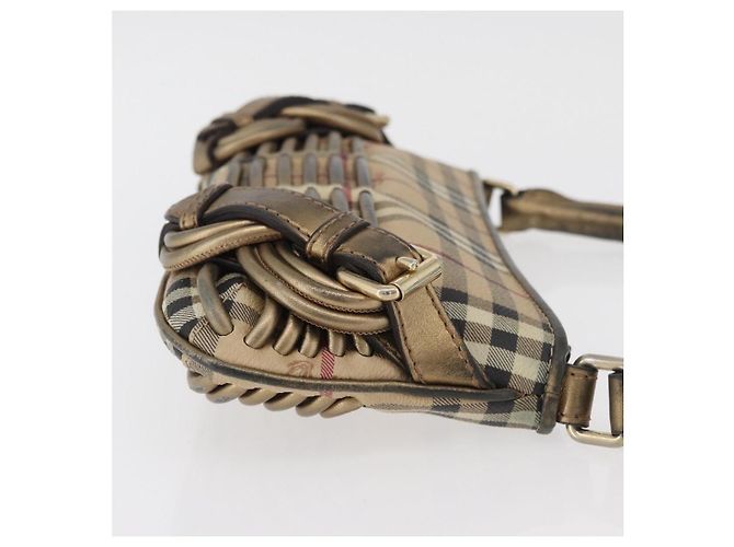Borsa a spalla Nova Check in PVC Beige Oro Auth bs35011 di BURBERRY D'oro - vista 3