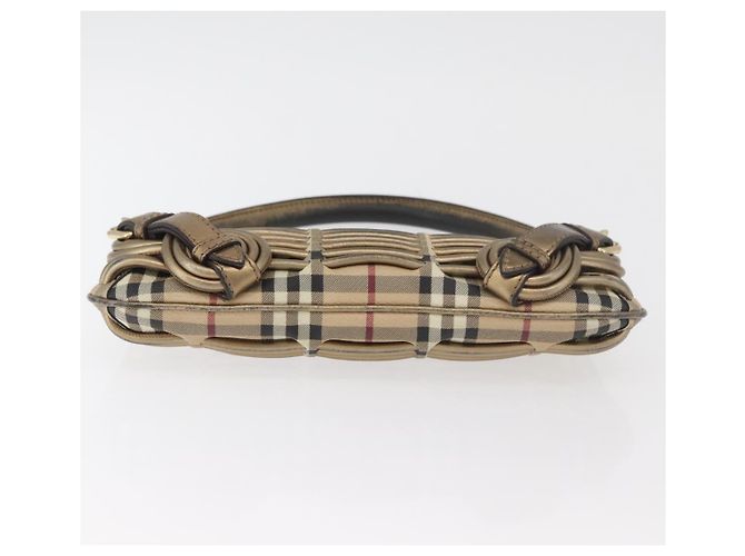 Borsa a spalla Nova Check in PVC Beige Oro Auth bs35011 di BURBERRY D'oro - vista 5