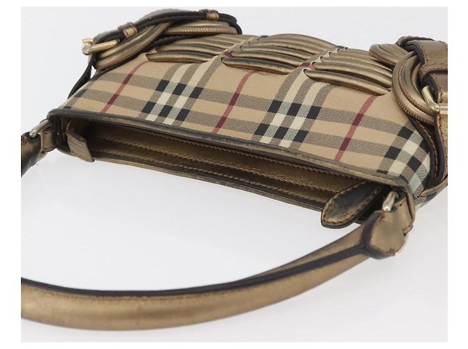 Borsa a spalla Nova Check in PVC Beige Oro Auth bs35011 di BURBERRY D'oro - vista 6
