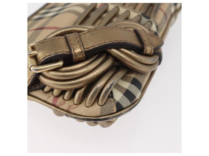 Borsa a spalla Nova Check in PVC Beige Oro Auth bs35011 di BURBERRY D'oro - vista 9