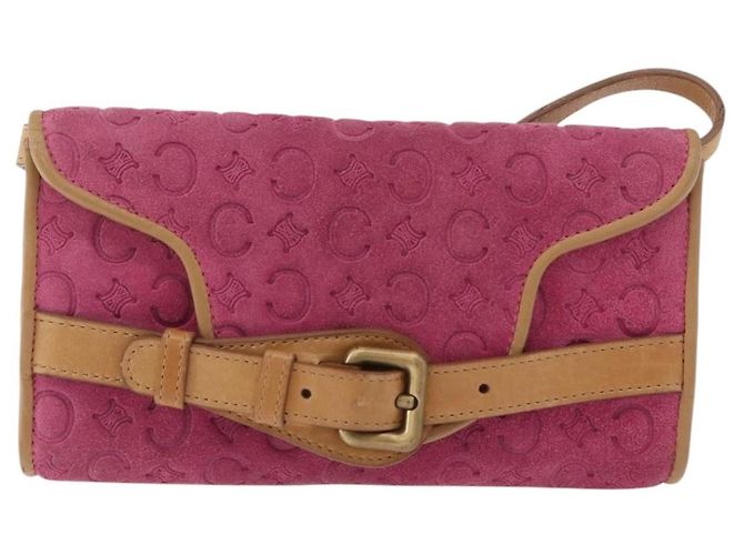 Céline Borsa a Spalla in Tela Macadam C di CELINE in Suede Rosa Oro Auth 178989A D'oro - vista 13