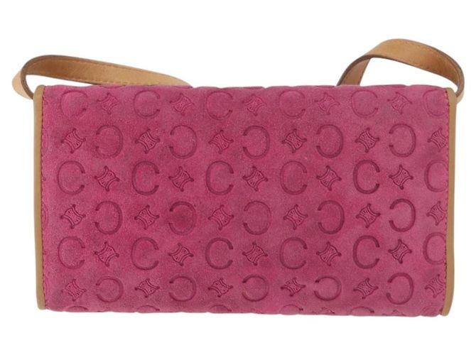 Céline Borsa a Spalla in Tela Macadam C di CELINE in Suede Rosa Oro Auth 178989A D'oro - vista 2