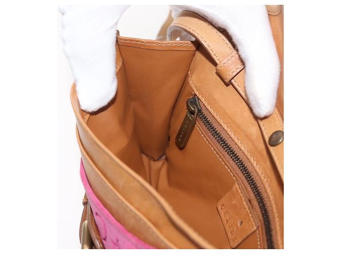 Céline Borsa a Spalla in Tela Macadam C di CELINE in Suede Rosa Oro Auth 178989A D'oro - vista 20