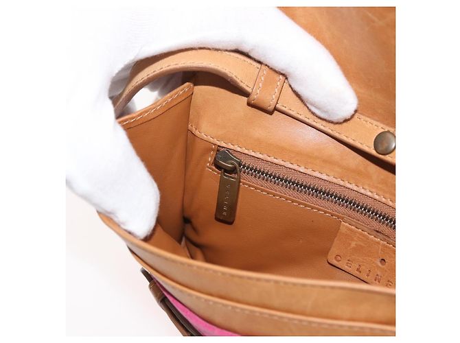 Céline Borsa a Spalla in Tela Macadam C di CELINE in Suede Rosa Oro Auth 178989A D'oro - vista 21