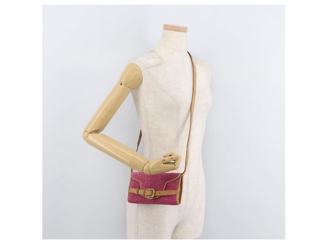 Céline Borsa a Spalla in Tela Macadam C di CELINE in Suede Rosa Oro Auth 178989A D'oro - vista 23