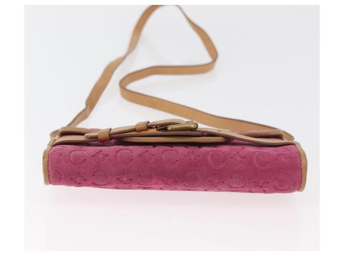 Céline Borsa a Spalla in Tela Macadam C di CELINE in Suede Rosa Oro Auth 178989A D'oro - vista 5