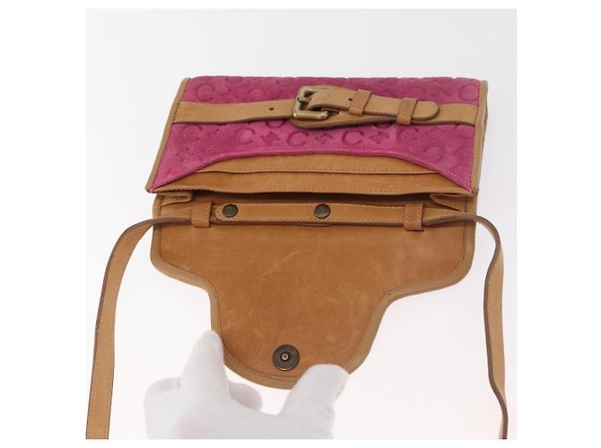 Céline Borsa a Spalla in Tela Macadam C di CELINE in Suede Rosa Oro Auth 178989A D'oro - vista 9