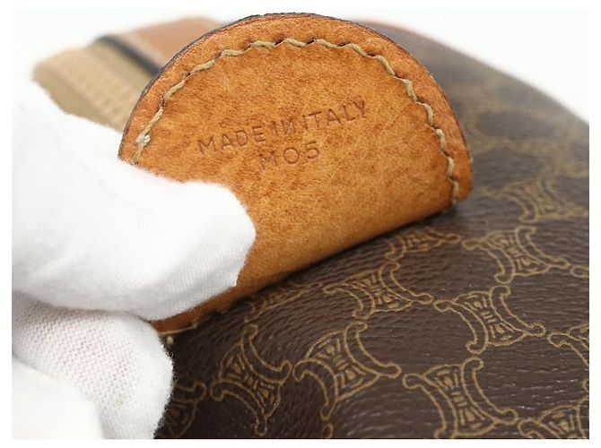 Céline Bolsa de mão em lona Macadam CELINE em couro PVC marrom e dourado Auth ka4217 - vista 12