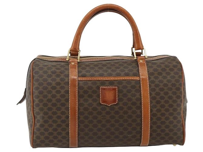 Céline Bolsa de mão em lona Macadam CELINE em couro PVC marrom e dourado Auth ka4217 - vista 13