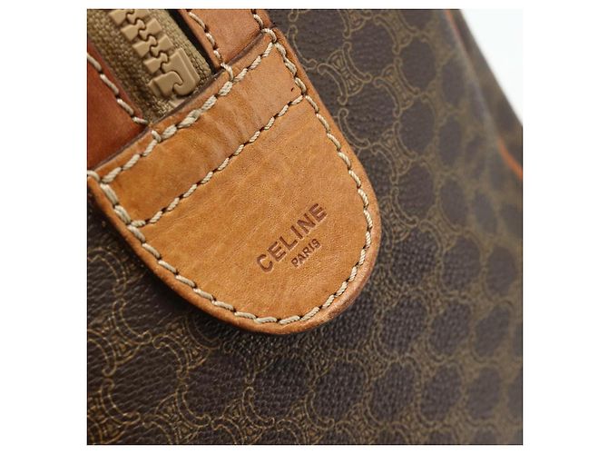 Céline Bolsa de mão em lona Macadam CELINE em couro PVC marrom e dourado Auth ka4217 - vista 17