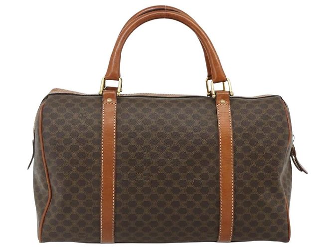 Céline Bolsa de mão em lona Macadam CELINE em couro PVC marrom e dourado Auth ka4217 - vista 2