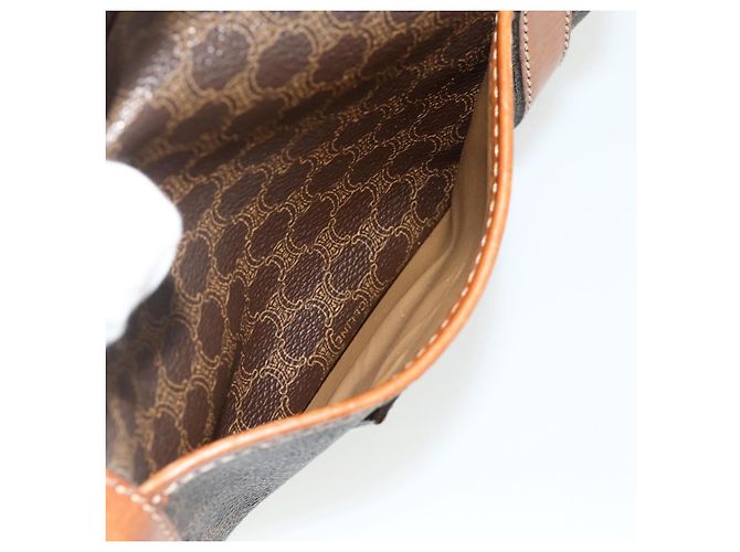 Céline Bolsa de mão em lona Macadam CELINE em couro PVC marrom e dourado Auth ka4217 - vista 22