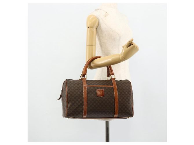 Céline Bolsa de mão em lona Macadam CELINE em couro PVC marrom e dourado Auth ka4217 - vista 23