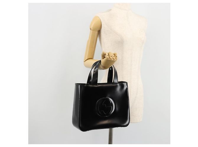 Borsa a mano GUCCI in pelle verniciata nera e argento 000 2058 0504 5 Auth 177486 Nero - vista 21