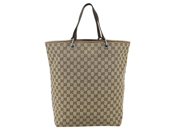 Borsa Tote GG Canvas Gucci Beige Argento 31242 Auth 178007 - vista 2