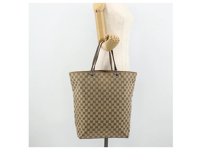 Borsa Tote GG Canvas Gucci Beige Argento 31242 Auth 178007 - vista 23