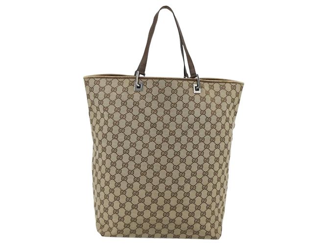 Borsa Tote GG Canvas Gucci Beige Argento 31242 Auth 178007 - vista 3