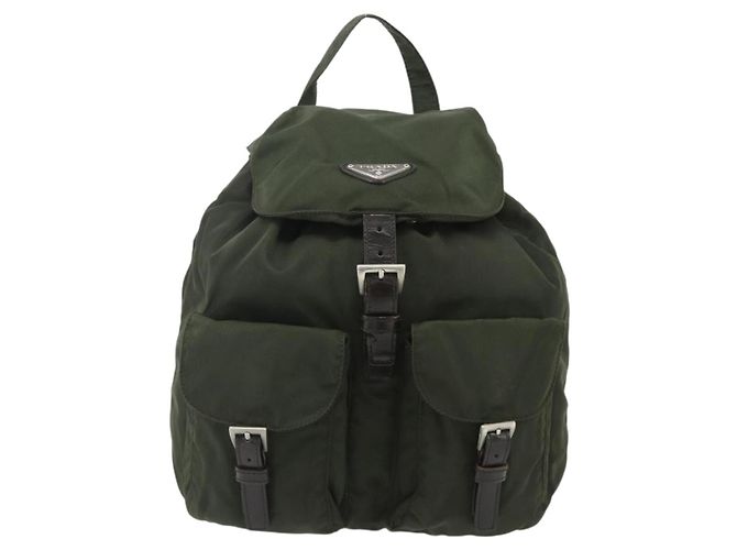 PRADA Backpack Nylon Khaki Silver Auth bs34477 Silvery - view 13
