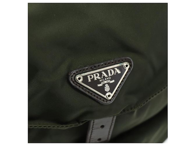 PRADA Backpack Nylon Khaki Silver Auth bs34477 Silvery - view 20