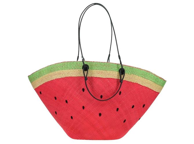 LOEWE Wassermelon Tote Bag Raffia 2-Wege Rot Auth 177162SAV - Ansicht 2