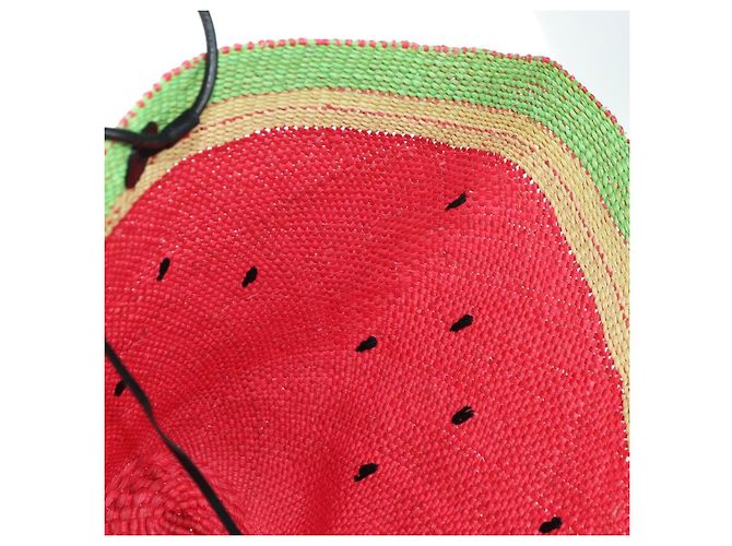 LOEWE Wassermelon Tote Bag Raffia 2-Wege Rot Auth 177162SAV - Ansicht 21